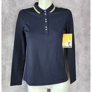 Swing Control Womens XS Velocity Polo Golf Shirt Navy Blue Long‎ Sleeves NEW